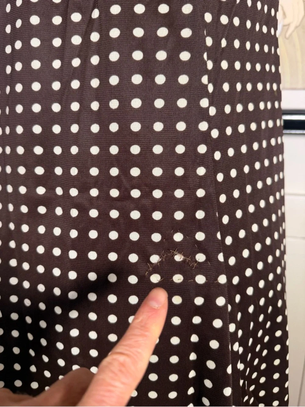 Women’s Vintage 60s Brown & Cream Polk Dot A-Line Mod Shift Dress w/ Scarf M - Picture 6 of 10